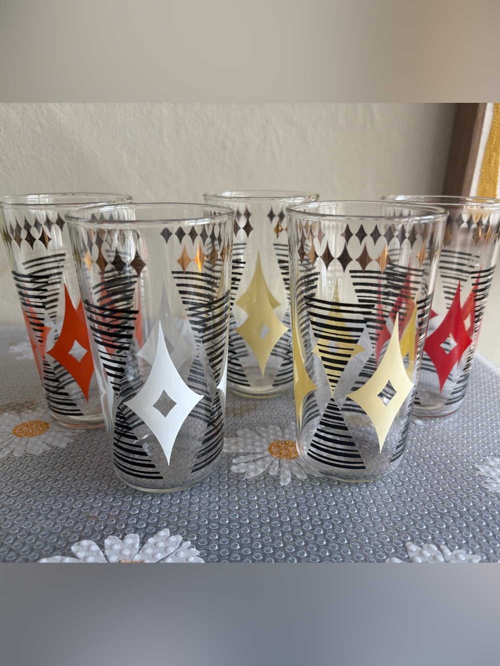 Vintage MCM Crisa Geometric Atomic Diamond Tumbler | Set of 5